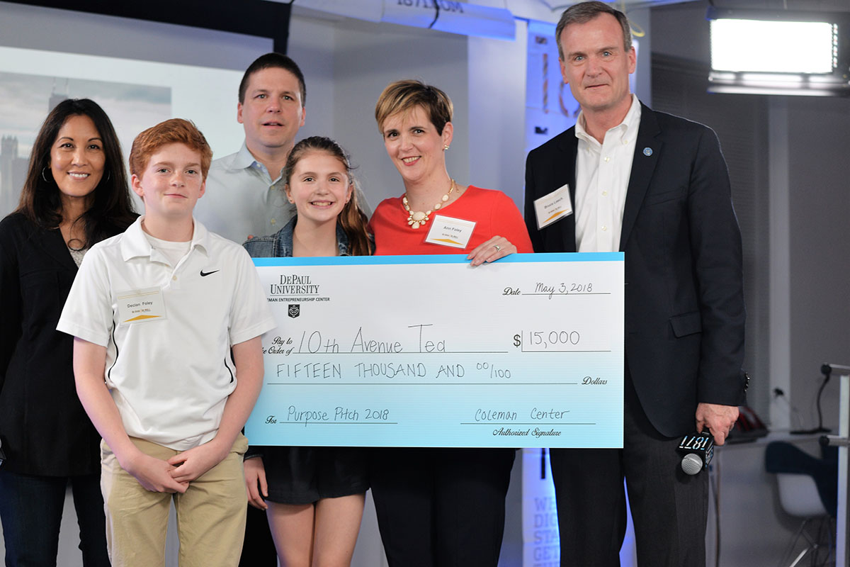 DePaul alumna Ann Foley was named winner of the Purpose Pitch Competition and took home $15,000.